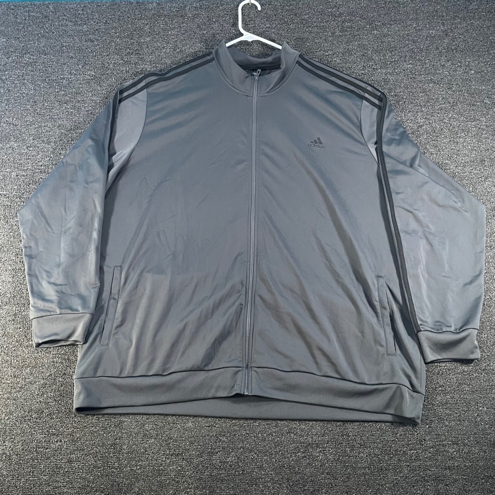 Adidas Track Jacket Mens 4XL Grey Good H46103 3-Stripe Full Zip Sportswear